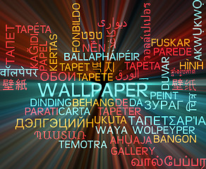 Image showing Wallpaper multilanguage wordcloud background concept glowing