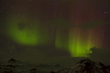 Image showing Different colors of northern lights in Iceland