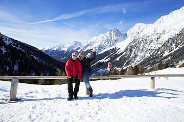 Image showing Happy couple in winter landscape 