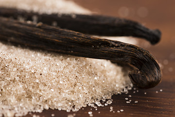 Image showing vanilla sugar and vanilla beans