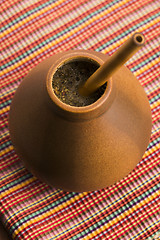 Image showing Calabash and bombilla with yerba mate