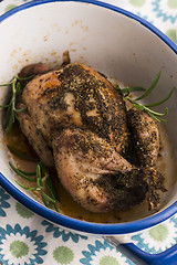 Image showing Roasted quail with herbs