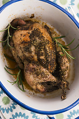 Image showing Roasted quail with herbs