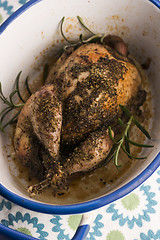 Image showing Roasted quail with herbs