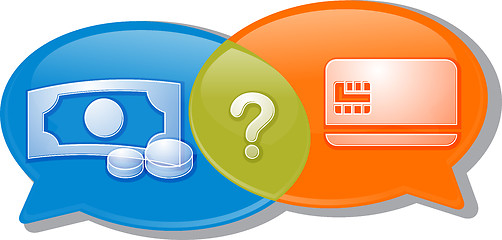 Image showing Cash credit card payment conversation negotiation argument Illus