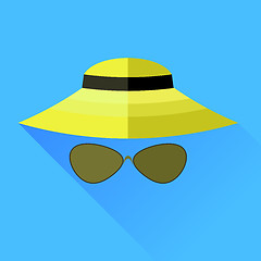 Image showing Straw Hat and Glasses