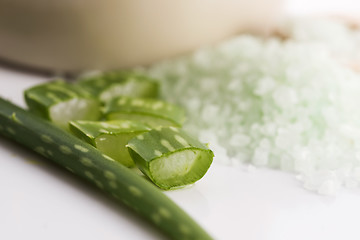 Image showing aloe vera and sea salt