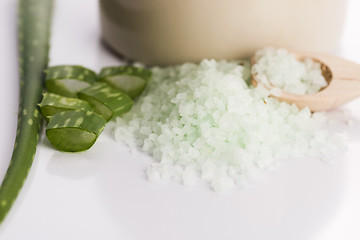 Image showing aloe vera and sea salt