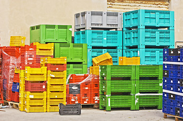 Image showing Coloured crates