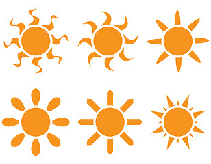 Image showing Vector set. The sun in different shapes
