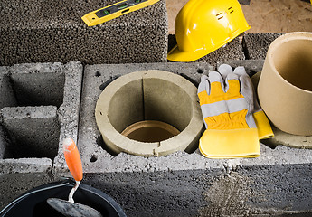 Image showing Construction of modular ceramic chimney  