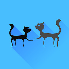 Image showing Two Cats Silhouettes