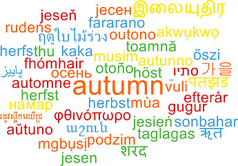 Image showing Autumn multilanguage wordcloud background concept