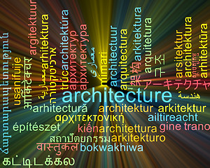 Image showing Architecture multilanguage wordcloud background concept glowing