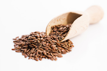 Image showing Flax seeds, Linseed, Lin seeds close-up