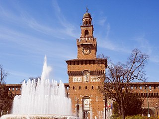 Image showing Retro look Castello Sforzesco Milan