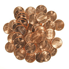 Image showing Dollar coins 1 cent wheat penny cent