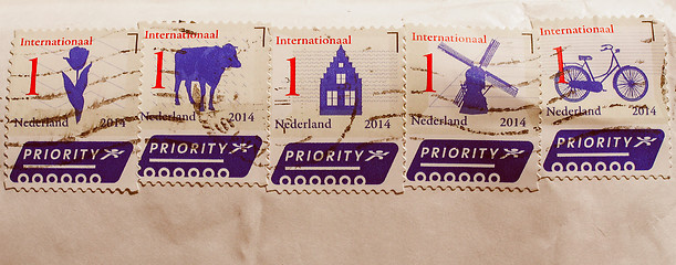 Image showing Retro look Mail stamp