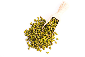 Image showing Pile of mung beans isolated on white