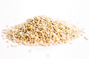 Image showing Pile of quinoa grain on a white background 