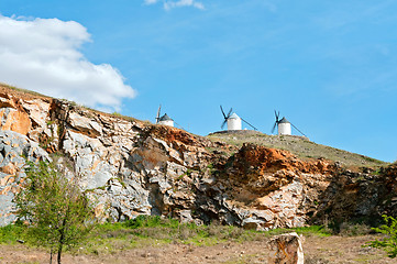 Image showing Traditional windmills in Consuegra, Toledo, Spain