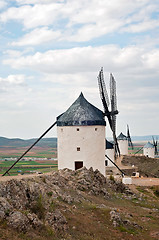 Image showing View of windmills in Consuegra, Spain