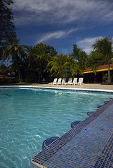 Image showing infinity pool with float caribbean sea