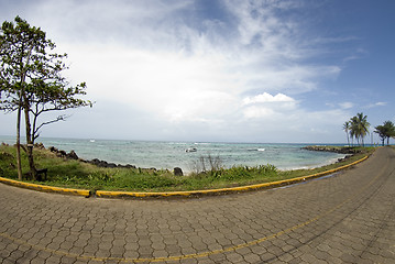 Image showing caribbean tile stone road empty beach