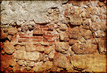 Image showing Old stone and brick wall