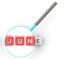 Image showing June puzzle with magnifying glass