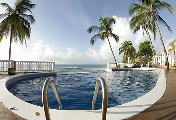 Image showing infinity pool with float caribbean sea