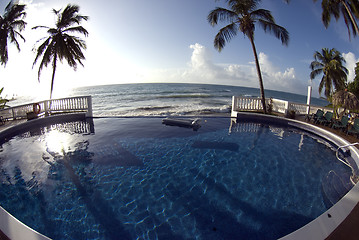 Image showing infinity pool with float caribbean sea