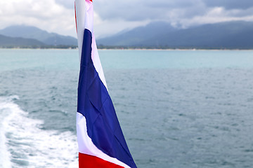 Image showing  myanmar kho   isle waving flag      south china sea 