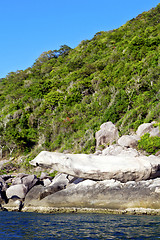 Image showing asia  kho tao coastline bay isle     rocks  froth 