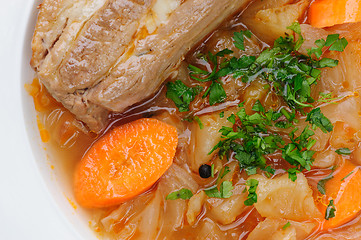 Image showing Stewed cabbage with pork meat