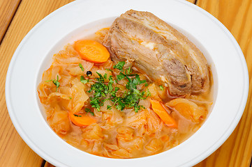 Image showing Stewed cabbage with pork meat