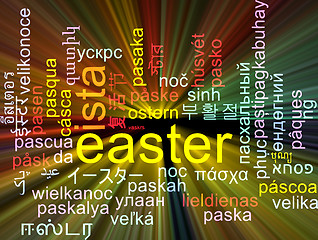 Image showing Easter multilanguage wordcloud background concept glowing