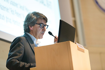 Image showing Speaker giving talk at Business Conference.