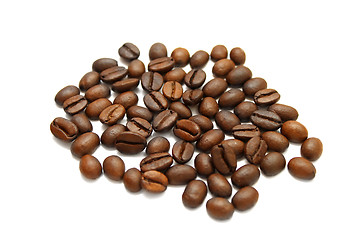 Image showing Coffee grains on white