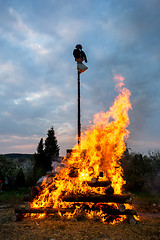Image showing big walpurgis night fire with witch