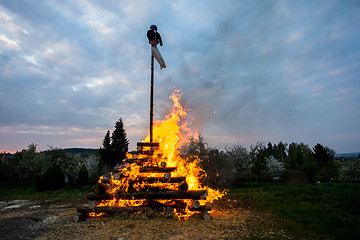 Image showing big walpurgis night fire with witch