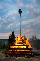 Image showing big walpurgis night fire with witch