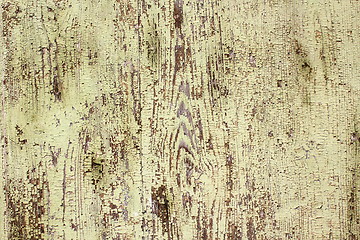 Image showing weathered green paint on wood plank