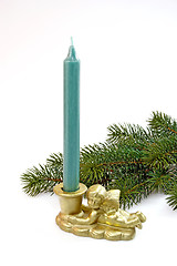 Image showing Fir Branch with Candle