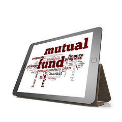 Image showing Mutual fund word cloud on tablet