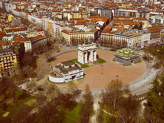 Image showing Retro look Milan aerial view