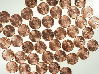 Image showing Dollar coins 1 cent wheat penny cent