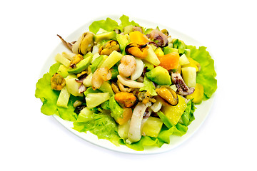 Image showing Salad seafood and avocado with lettuce