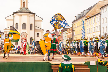 Image showing Traunstein/Germany/Bavaria, April 06th: Historical sword dance at the Georgirittes in Traunstein on the Easter Monday