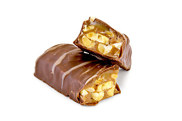 Image showing Chocolate bar with caramel and nuts